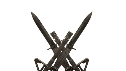 Wall Mural - crossed military bayonets on transparent background