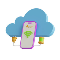 Aufkleber - 3D Application Model Redefining Software Delivery and Scalability. 3d illustration, 3d element, 3d rendering. 3d visualization isolated on a transparent background