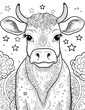 Cow Coloring Page, Ai Generative