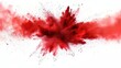 An explosion of bright red powder on a white background, created with     