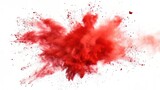 Fototapeta Las - An explosion of bright red powder on a white background, created with    