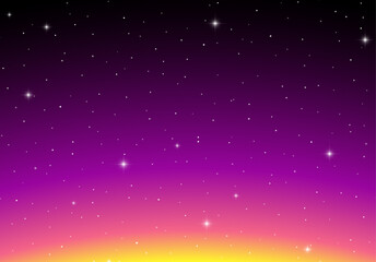 Poster - Stars in the sky on the sunrise or sundown. Abstract background with colorful dawn and stars.