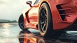 Generic brandless sports car closeup detail (with grunge overlay) - 3d illustration     