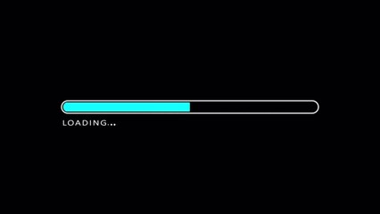 Wall Mural - Loading bar blue with glow effect, downloading progress animation on transparent background 4k resolution	