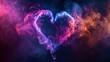 Heart shaped smoke, Cyber â€‹â€‹neon colors, futuristic smoke and fog heart on dark background    
