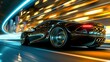 Shiny sports car with modern technology drives fast      
