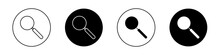 Loupe Icon Set. Transparent Magnify Glass Vector Symbol In A Black Filled And Outlined Style. Loup Magnifier Sign.