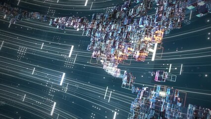 3D technology world map rotation looped background