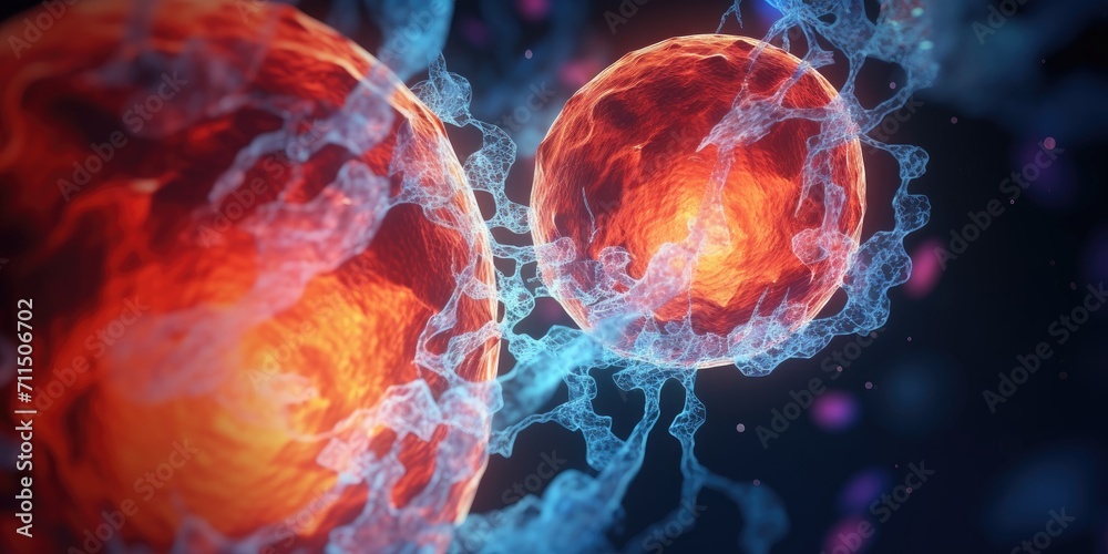 Human cell or Embryonic stem cell, Cells of the body under a microscope ...