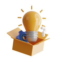 Poster - 3D Think Out Of The Box Model Embracing Creativity and Innovation. 3d illustration, 3d element, 3d rendering. 3d visualization isolated on a transparent background