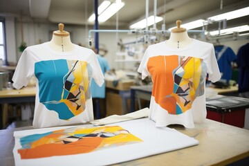 Wall Mural - silk-screen printing on t-shirts in studio