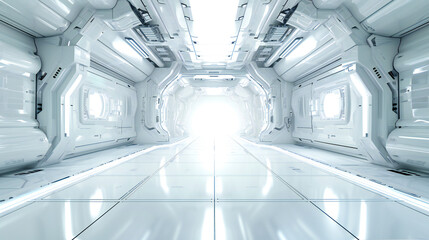 Poster - A generic futuristic science fiction background, inside of a white hi-tech laboratory or space ship