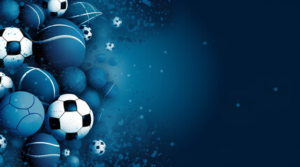 Poster - Active sports. Sports background with soccer balls in indigo color.