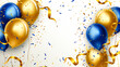 holiday background with gold and blue balloons