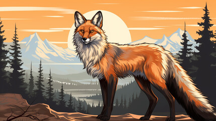 Wall Mural - fox in the woods