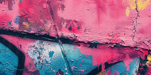 Poster - A vibrant wall covered in red and blue graffiti. Perfect for urban art enthusiasts or to add a pop of color to any design project