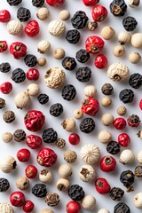 Aufkleber - Colorful wooden beads arranged on a white surface. Perfect for crafts, jewelry making, or adding a pop of color to your designs