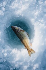 Poster - A fish laying on a bed of ice. Perfect for seafood menus and recipes