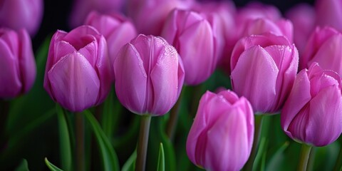 Wall Mural - Pink tulips arranged in a vase. Perfect for adding a touch of elegance to any space