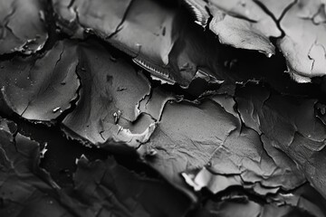 Poster - A close-up black and white photo capturing the texture and patterns of peeling paint. Suitable for various design projects