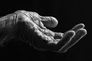 Poster - A black and white photo of a person's hand. Suitable for various creative projects