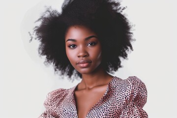 Aufkleber - A woman with an afro poses for a picture. Suitable for various uses