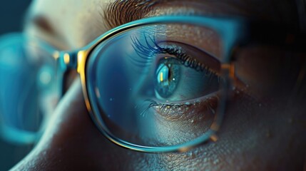 Aufkleber - A detailed view of a person wearing glasses. Suitable for a variety of uses