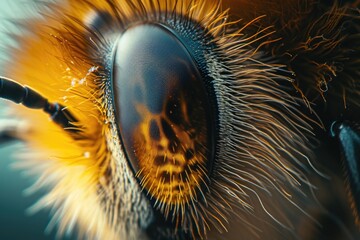Poster - A detailed close up view of a bee's face. Perfect for educational materials or nature-related projects