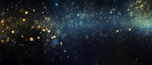 Abstract Dark Blue Background Gold Glitter, Lights And Sparkles