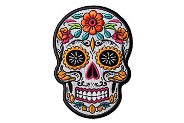 Sticker - Hand drawn mexican sugar skull isolated on PNG Background. Generative Ai.