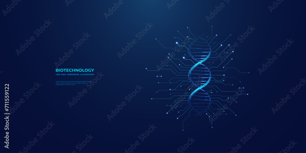 DNA double helix in light blue futuristic style on technology ...