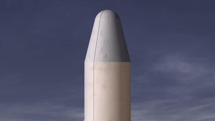 Wall Mural - launch of a cargo carrier rocket with satellites on board. 3d animation. 4k.