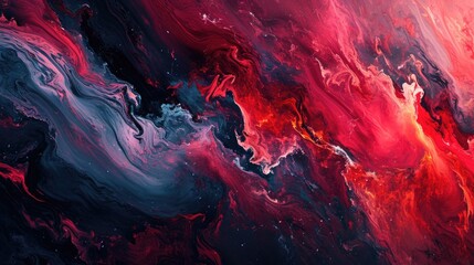 Poster - Abstract background of acrylic paint in red, blue and black colors