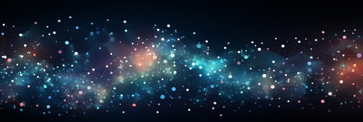 Poster - Abstract space background with dynamic particles  big data visualization and networks