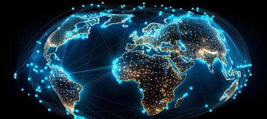 Poster - Global connectivity with interconnected communication lines symbolizing instant online connections