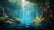 Poignant eco-themed artwork of a world made of lush greenery and clear blue waters, with a strong message for conservation