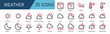 weather icon collection.style 2 line color.contains weather,rain,storm,thermometer,temperature,sunny,sky,clouds,sun,moon. great for web weather forecasts.
