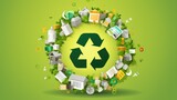 Fototapeta Pokój dzieciecy - Recycling materials concept, circular economy, emphasizing the importance of reducing, reusing, and recycling materials to minimize waste and conserve resources