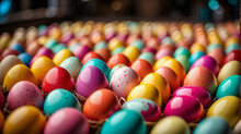 Closeup View Of Colorful Easter Eggs Background
