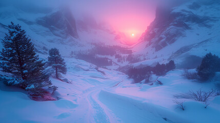 Wall Mural - winter landscape with snow