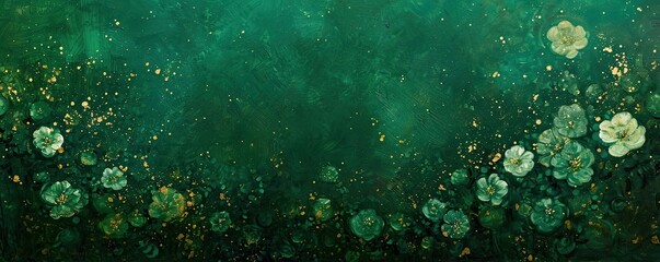 Wall Mural - Emerald green flower background design. Beautiful abstract nature header web banner in saturated colors