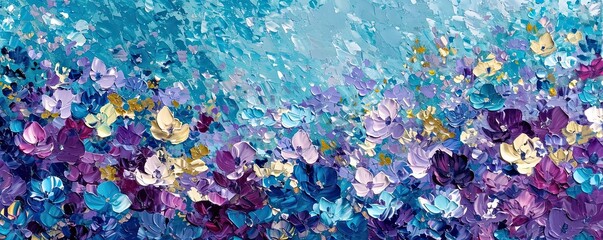 lilac and blue abstract flower field. beautiful abstract nature header web banner design