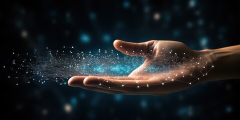 Hands touching the big data structure, Digital data network connections, Data transformation, Digital transformation conceptual for next generation technology era, AI, Machine learning