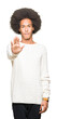 © Krakenimages.com - Young african american man with afro hair wearing winter sweater doing stop sing with palm of the hand. Warning expression with negative and serious gesture on the face.
