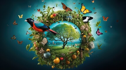 biodiversity in nature, bird, emphasizing the importance of preserving ecosystems and protecting endangered species to maintain a balanced and healthy planet