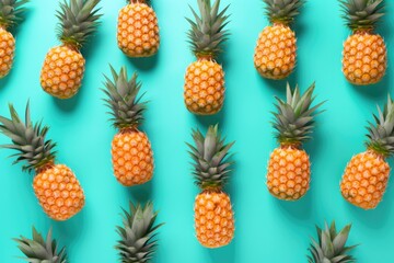 Pineapples pattern on coloured background.