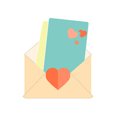 Letter envelope with paper document vector illustration. Closed, open with a message e-mail envelopes. Set mailbox vector icons in flat style.