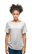 © Krakenimages.com - Young afro american woman over isolated background skeptic and nervous, frowning upset because of problem. Negative person.