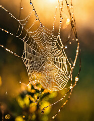 water droplets on a spider's web