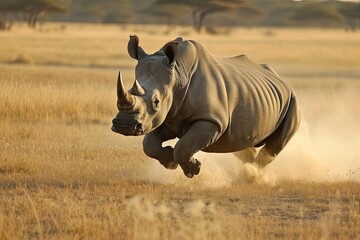 Canvas Print - Rhinoceros Running In Savana